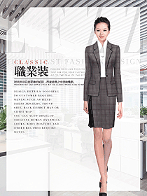 時尚條紋女秋冬職業(yè)裝制服設計圖1748
