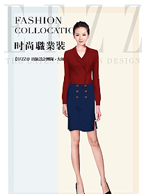 紅色女秋冬職業(yè)裝制服設(shè)計圖1761