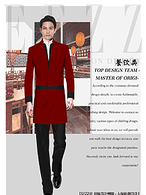 新款棗紅色男款快餐廳服務(wù)員制服設(shè)計圖352
