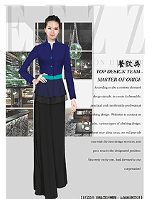 原創(chuàng)制服設(shè)計(jì)女款服務(wù)員服裝款式圖359