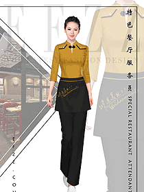 原創(chuàng)制服設(shè)計(jì)女款服務(wù)員服裝款式圖371