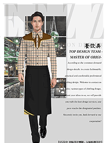 長袖男款快餐廳服務員制服設計圖382