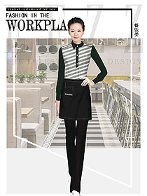 長袖女款快餐廳服務(wù)員制服設(shè)計(jì)圖388