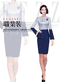 新款淺藍(lán)色女職業(yè)裝夏裝制服設(shè)計(jì)圖962