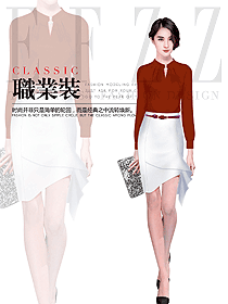 原創(chuàng)制服設(shè)計紅色女職業(yè)裝夏裝款式圖964