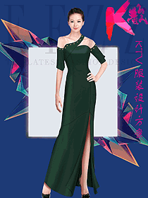 時(shí)尚長裙款KTV夜總會咨客服裝款式效果圖338