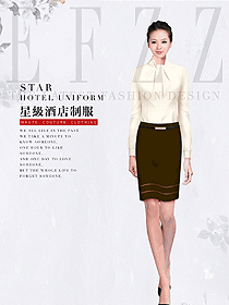 米黃色女款長袖襯衣酒店大堂制服設(shè)計圖1220