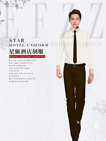 米黃色男款襯衣款酒店大堂服裝款式圖1222
