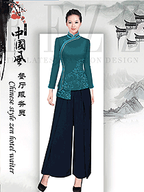 原創(chuàng)制服設(shè)計(jì)女款中餐服務(wù)員服裝款式圖2061