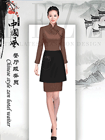 原創(chuàng)制服設計中餐服務員服裝款式圖2064