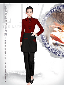 長袖女款中餐服務(wù)員服裝款式圖2078