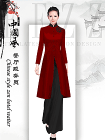 長袖女款中餐服務(wù)員服裝款式圖2088