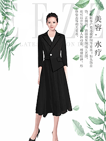 黑色女款水療會所咨客服裝款式圖517