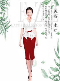 原創(chuàng)制服設(shè)計(jì)白色水療會(huì)所咨客服裝款式圖512