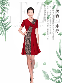 紅色女款水療會(huì)所咨客服裝款式圖511