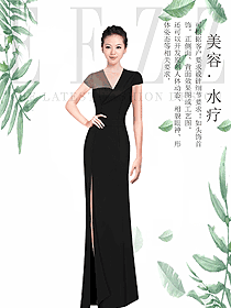 黑色女款水療會所咨客服裝款式圖484