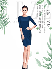 原創(chuàng)制服設計藍色女款水療會所咨客服裝款式圖472