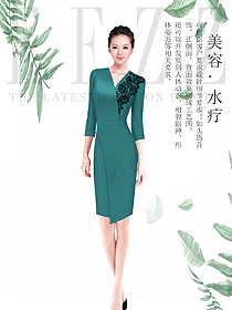 女款SPA水療會所咨客制服設(shè)計(jì)圖447