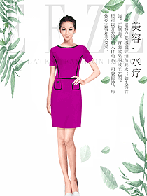 時尚短袖女款按摩技師服款式設(shè)計圖1480