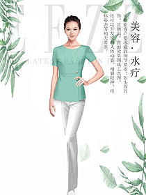 新款短袖女款按摩技師服款式設(shè)計圖1473