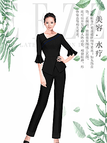 時尚短袖黑色女款美容技師制服設(shè)計圖759