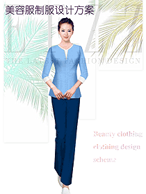 天藍(lán)色女款美容技師制服設(shè)計(jì)圖720