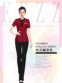 紅色短袖女款美容技師制服設(shè)計(jì)圖699