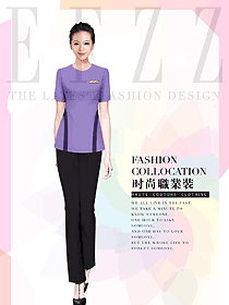 紫色短袖女款美容會所服裝款式圖692
