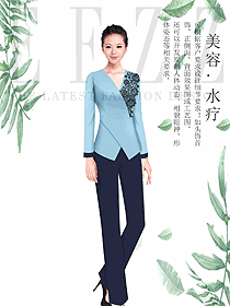 淺藍(lán)色女款美容技師制服設(shè)計(jì)圖684