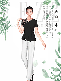 黑色短袖女款美容技師制服設(shè)計(jì)圖678