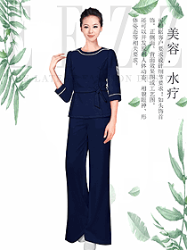 新款深藍(lán)色女款美容技師制服設(shè)計圖666