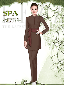 原創(chuàng)制服設(shè)計(jì)咖啡色女款美容會所服裝款式圖644