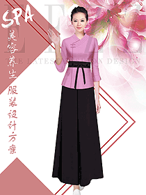 原創(chuàng)制服設(shè)計(jì)粉紅色女款美容會(huì)所服裝款式圖638
