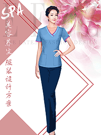 時尚短袖女款美容技師制服設(shè)計圖794