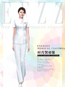 原創(chuàng)設(shè)計白色短袖女款醫(yī)美護士服裝款式圖813