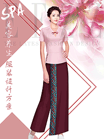 時(shí)尚淺粉色短袖女款醫(yī)療美容制服設(shè)計(jì)圖820