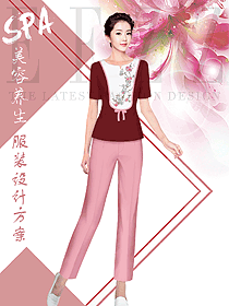 時尚短袖女款美容技師制服設(shè)計圖824