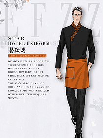 長袖男款快餐廳服務(wù)員制服設(shè)計圖402