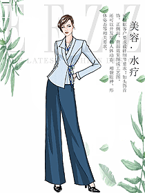 淺藍色水療會所咨客服裝款式圖525