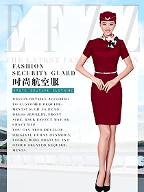 時尚棗紅色空姐制服設(shè)計圖846
