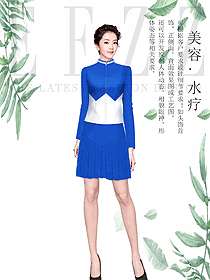 原創(chuàng)制服設(shè)計(jì)藍(lán)色總臺收銀接待服裝款式圖443
