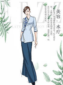 淺藍(lán)色水療會(huì)所咨客服裝款式圖527