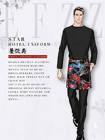 原創(chuàng)制服設(shè)計(jì)黑色男款服務(wù)員服裝款式圖404