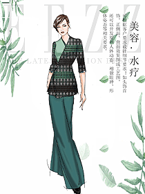 原創(chuàng)制服設(shè)計(jì)水療會所咨客服裝款式圖528