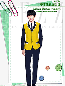 時(shí)尚黃色長袖男款學(xué)生服校服款式設(shè)計(jì)圖117
