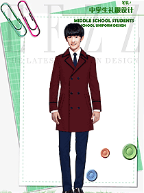 原創(chuàng)制服設(shè)計棗紅色男款學(xué)生服校服款式圖122