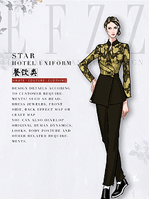原創(chuàng)制服設(shè)計(jì)中餐服務(wù)員服裝款式圖2146