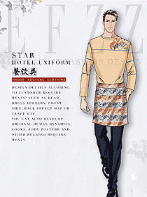 長袖男款快餐廳服務(wù)員制服設(shè)計圖405