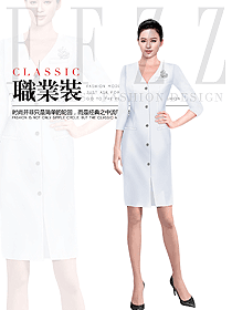 時尚優(yōu)雅白女職業(yè)裝夏裝制服設(shè)計圖989