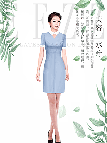 時尚淺藍色女款總臺收銀接待制服設(shè)計圖451